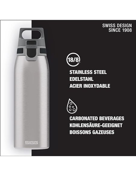 SIGG Botella Líquidos Shield ONE Brushed Plata 1L