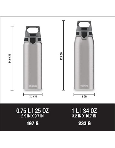 SIGG Botella Líquidos Shield ONE Brushed Plata 1L