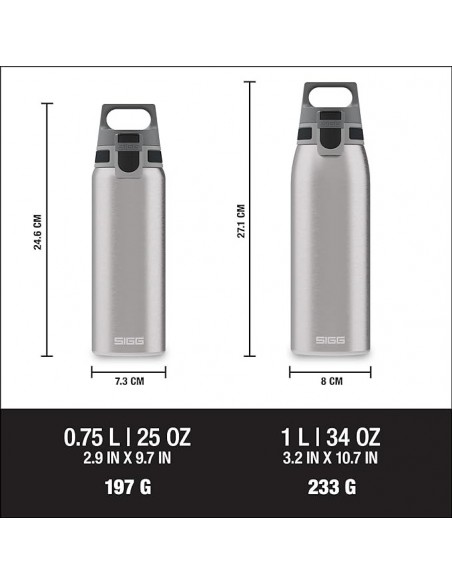 SIGG Botella Líquidos Shield ONE Brushed Plata 1L