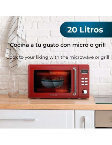 Cecotec ProClean 5110 Retro Red Microondas digital con grill de 20 700W