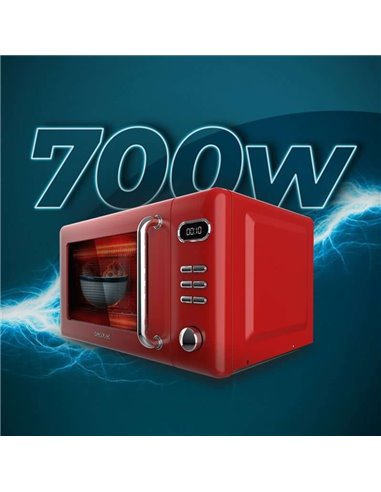Cecotec ProClean 5110 Retro Red Microondas digital con grill de 20 700W
