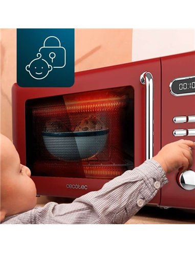 Cecotec ProClean 5110 Retro Red Microondas digital con grill de 20 700W