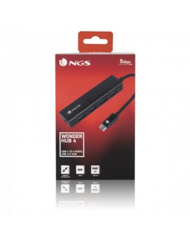 NGS Wonderhub4 Hub USB-C a 4 Puertos USB 3.0