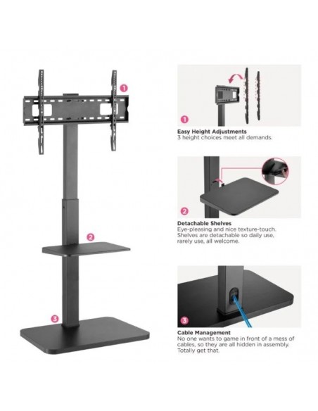 Equip 650613 Soporte de Suelo para TV 37"-75" VESA 600x400 hasta 40Kg