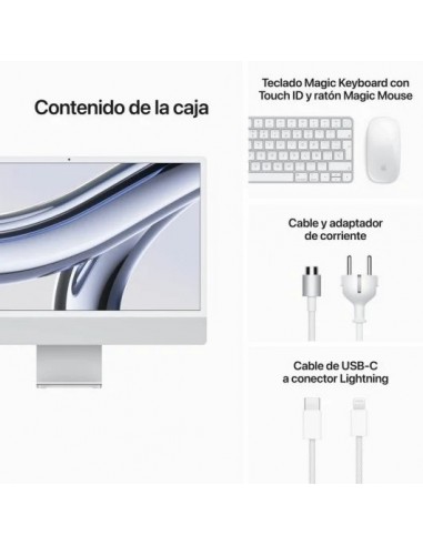 Apple iMac Apple M3/ 8GB/ 256GB SSD/ 8 Núcleos GPU/ 24" 4.5K Retina Plata