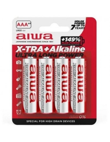 Aiwa X-TRA+Alcaline Pack de Pilas Alcalinas AAA LR03 1.5V 4 Unidades