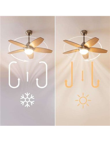 Cecotec EnergySilence Aero 495. Ventilador de Techo con Mando a Distancia, Temporizador y Luz LED, 50W