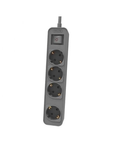Philips CHP2144G/62 Regleta con Interruptor de 4 Tomas 1.5m Gris
