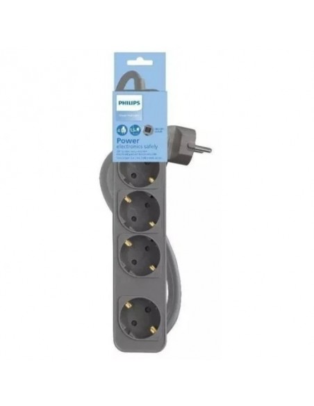 Philips CHP2144G/62 Regleta con Interruptor de 4 Tomas 1.5m Gris