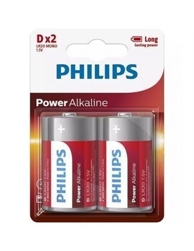 Philips LR20P2B/10 Pack de 2 Pilas Alcalinas D LR20 1.5V