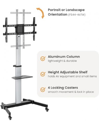 Equip 650630 Soporte de pantalla de suelo con ruedas de 37" a 86"