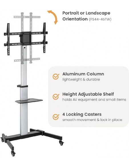 Equip 650630 Soporte de pantalla de suelo con ruedas de 37" a 86"