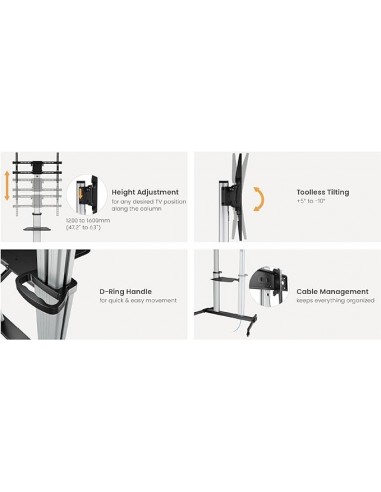 Equip 650630 Soporte de pantalla de suelo con ruedas de 37" a 86"