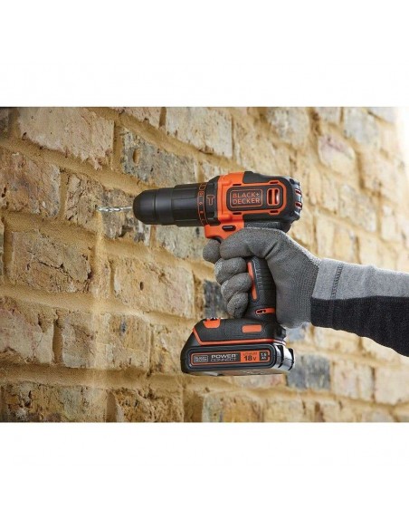Black & Decker Taladro Percutor Batería 18V + Accesorios + Maletín