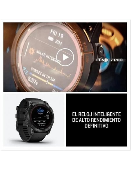 Garmin Fénix 7 Pro Solar Reloj Smartwatch 47mm Gris con Correa Negra