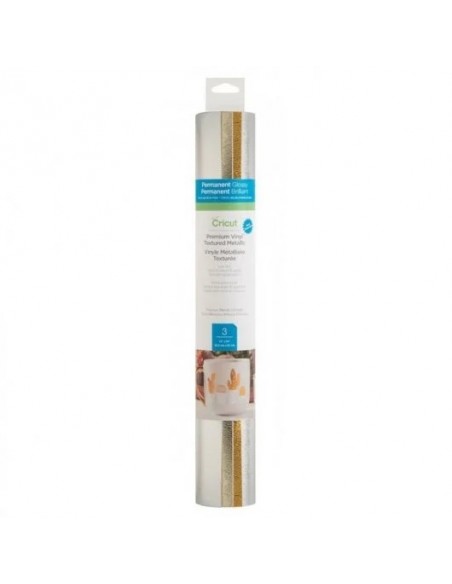 Cricut Textured Pack 3 Vinilos Adhesivos Permanentes 30.5 x 61 cm Metales Preciosos