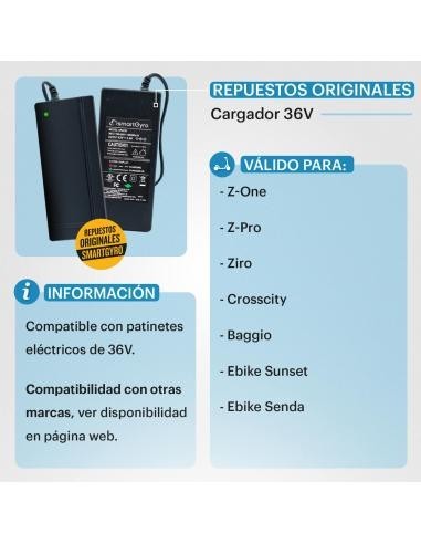 SmartGyro Cargador 3600 de 36V para eBike