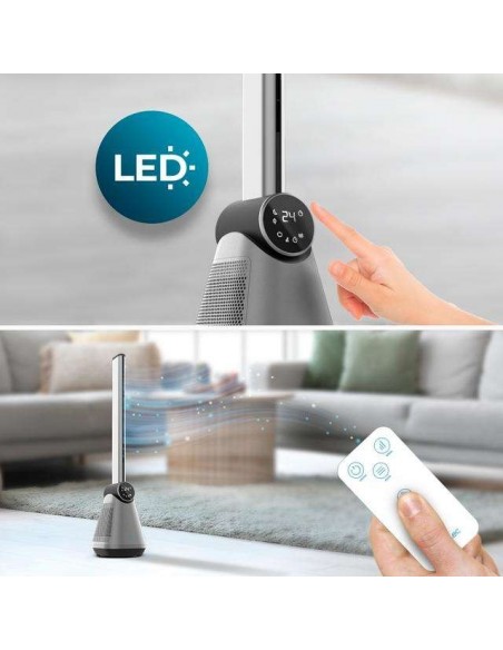 Cecotec EnergySilence 9890 Skyline Bladeless Dark Ventilador de torre sin aspas de 39" con 50W