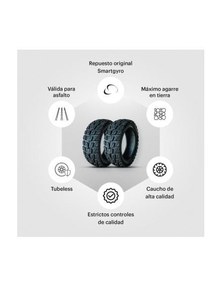 SmartGyro Adventure1 Pack 2 Cubiertas sin GEL para Patinetes SmartGyro Tubeless Speedway/Rockway/Crossover