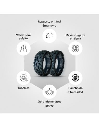 SmartGyro Adventure1 Pack 2 Cubiertas con GEL para Patinetes SmartGyro Tubeless Speedway/Rockway/Crossover