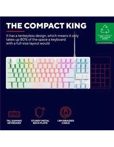 Trust GXT 833W THADO Teclado Gaming metálico y compacto con iluminación LED multicolor