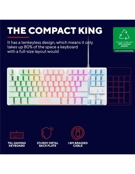 Trust GXT 833W THADO Teclado Gaming metálico y compacto con iluminación LED multicolor