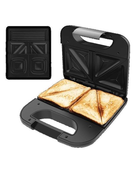 Cecotec Rock’nToast Combo Sandwichera de 2 sándwiches en acero inoxidable 800W