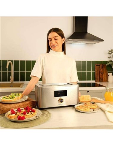 Cecotec Touch&Toast Extra Double Tostador vertical de acero con doble ranura larga 1500W