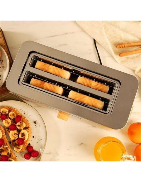 Cecotec Touch&Toast Extra Double Tostador vertical de acero con doble ranura larga 1500W