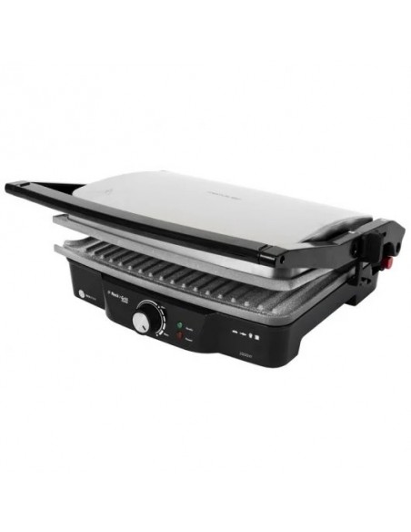 Cecotec Rock'nGrill 2000. Parrilla eléctrica con Revestimiento Antiadherente RockStone, Apertura 180º