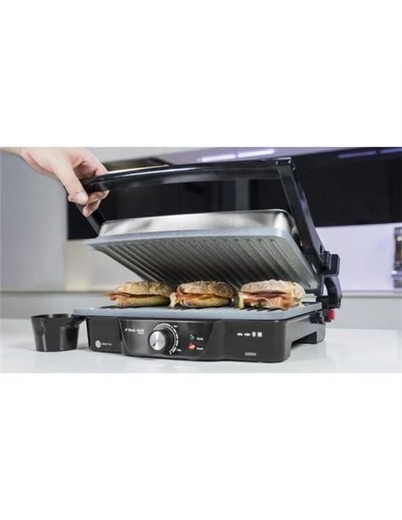 Cecotec Rock'nGrill 2000. Parrilla eléctrica con Revestimiento Antiadherente RockStone, Apertura 180º