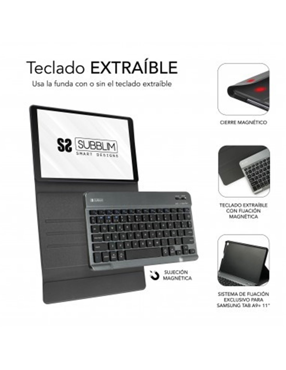 Subblim Funda con Teclado Keytab Pro BT Samsung Galaxy TAB A9+ 11 ...