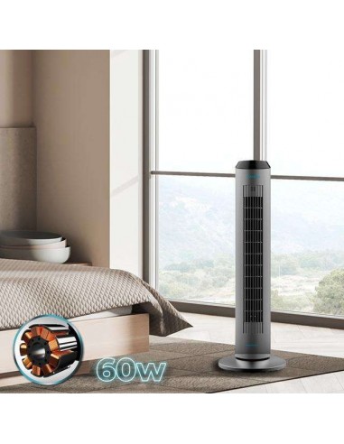 Cecotec EnergySilence 8190 Skyline Ionic. Ventilador de Torre Digital con Mando a Distancia y Temporizador 60W