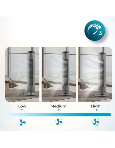Cecotec EnergySilence 8190 Skyline Ionic. Ventilador de Torre Digital con Mando a Distancia y Temporizador 60W