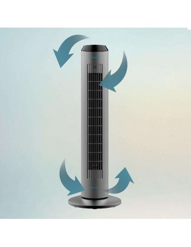 Cecotec EnergySilence 8190 Skyline Ionic. Ventilador de Torre Digital con Mando a Distancia y Temporizador 60W