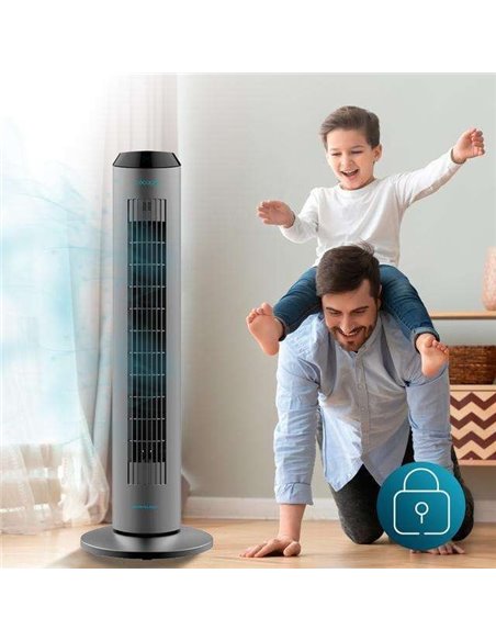 Cecotec EnergySilence 8190 Skyline Ionic. Ventilador de Torre Digital con Mando a Distancia y Temporizador 60W