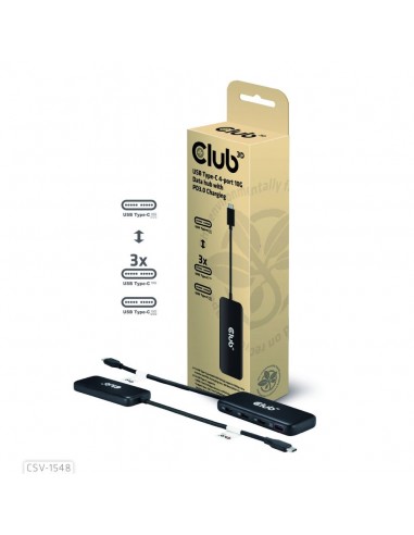 Club 3D CSV-1548 Hub USB-C de 4 Puertos 10Gb con PD3.0