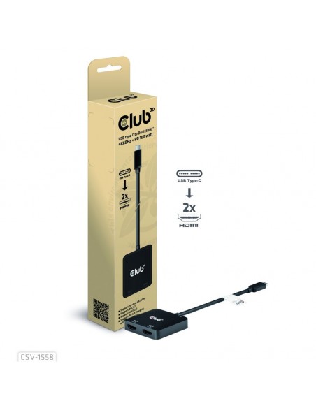 Club 3D CSV-1558 Adaptador USB-C a HDMI Dual 4K/60Hz + PD 100W