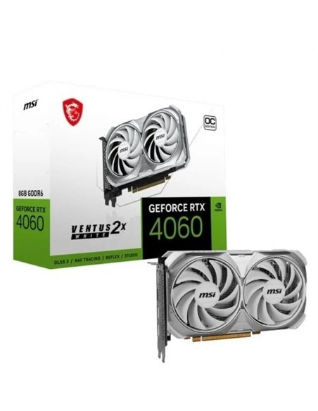 MSI GeForce RTX 4060 VENTUS 2X WHITE OC 8GB GDDR6 DLSS3 Tarjeta Gráfica