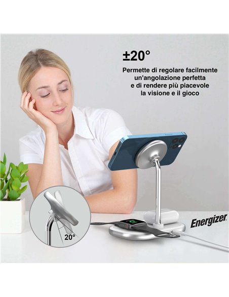 Energizer WCP303 Cargador Inalámbrico MagSafe para iPhone, Apple Watch y AirPods