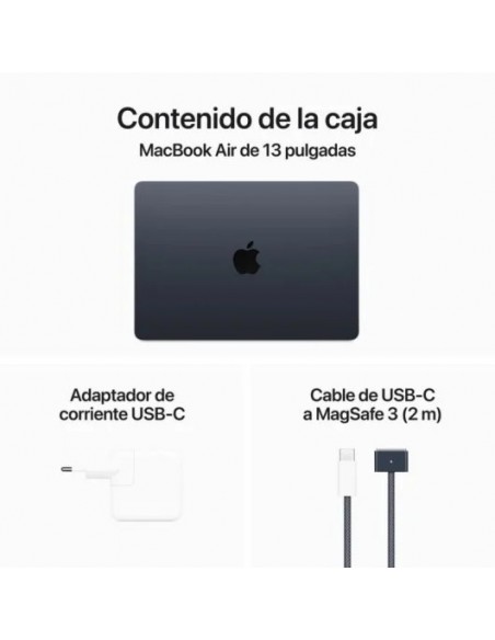 Apple MacBook Air Apple M3/ 8GB/ 512GB SSD/ GPU 10 Núcleos/ 13.6" Medianoche