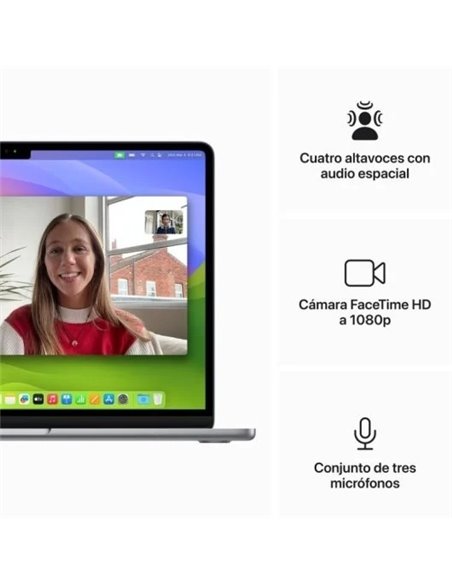 Apple MacBook Air Apple M3/ 8GB/ 512GB SSD/ GPU 10 Núcleos/ 13.6" Gris Espacial