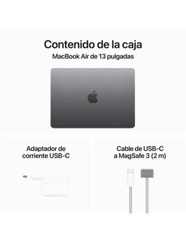 Apple MacBook Air Apple M3/ 8GB/ 512GB SSD/ GPU 10 Núcleos/ 13.6" Gris Espacial
