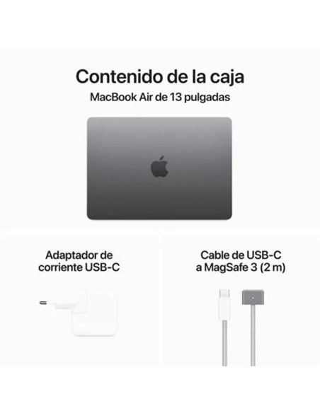 Apple MacBook Air Apple M3/ 8GB/ 512GB SSD/ GPU 10 Núcleos/ 13.6" Gris Espacial