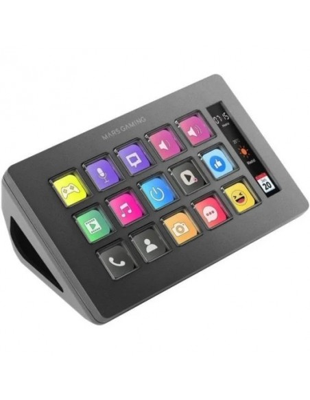 Mars Gaming MSD-ONE Control Deck Slim 15 Teclas Personalizables Pantalla LCD Windows y MacOS Negro