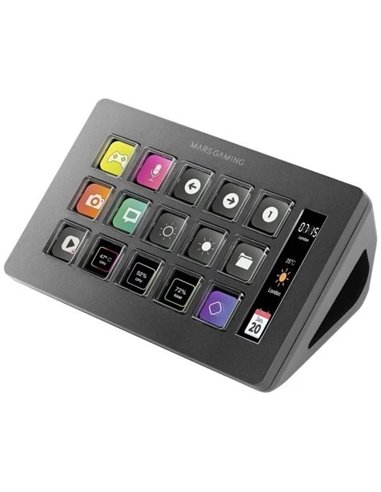Mars Gaming MSD-ONE Control Deck Slim 15 Teclas Personalizables Pantalla LCD Windows y MacOS Negro