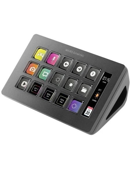 Mars Gaming MSD-ONE Control Deck Slim 15 Teclas Personalizables Pantalla LCD Windows y MacOS Negro