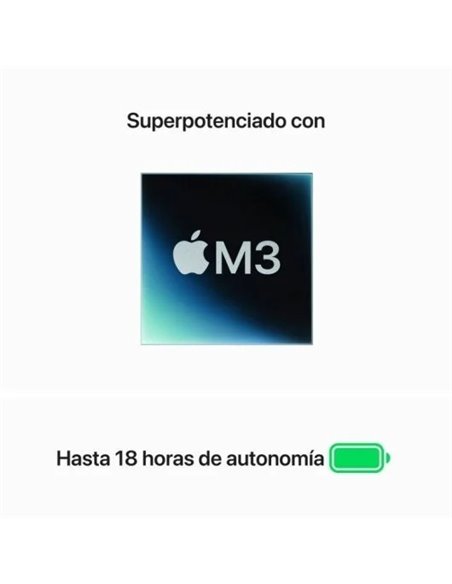 Apple MacBook Air Apple M3/ 8GB/ 256GB SSD/ GPU 8 Núcleos/ 13.6" Plata