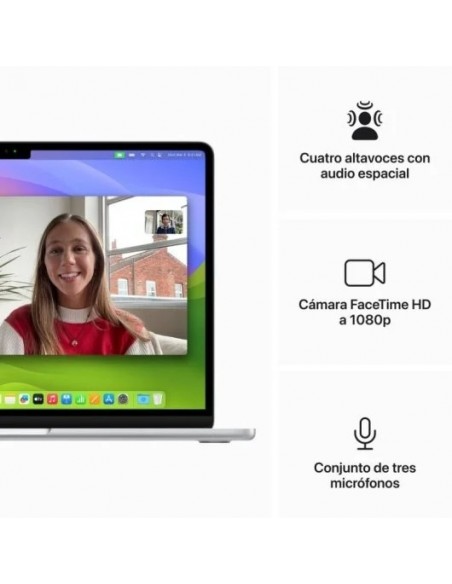 Apple MacBook Air Apple M3/ 8GB/ 256GB SSD/ GPU 8 Núcleos/ 13.6" Plata
