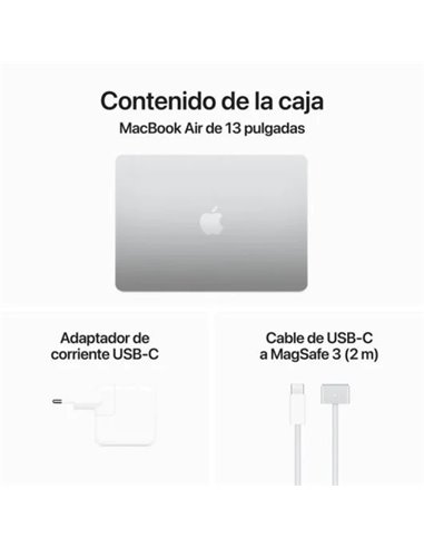 Apple MacBook Air Apple M3/ 8GB/ 256GB SSD/ GPU 8 Núcleos/ 13.6" Plata